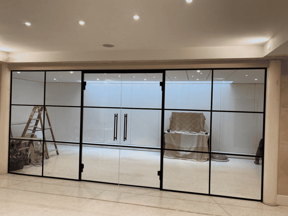 Banded Glass Partitioning and Doors